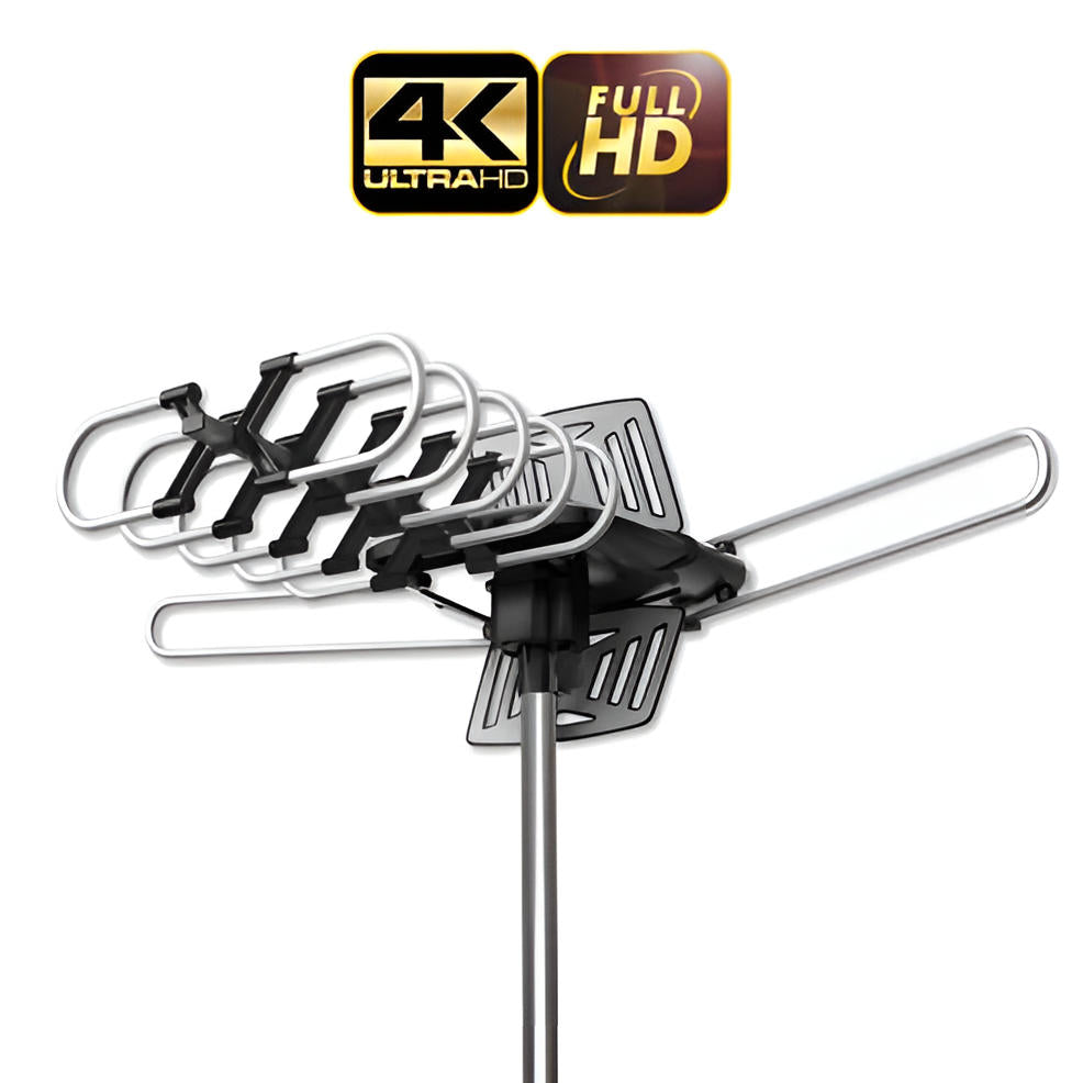 Motorized Outdoor TV Antenna, 360-Degree Auto-Rotor Long-Range HDTV Antenna for Free Local Channels, Cord-Cutting & Rural Areas