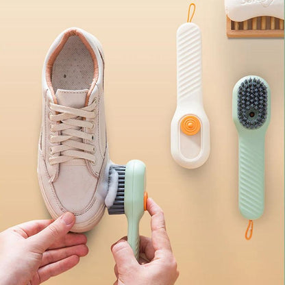 Soap-Dispensing Shoe Brush, 2 Pack Cleaning Brush with Refillable Liquid Handle for Sneakers, Boots & Scrubbing