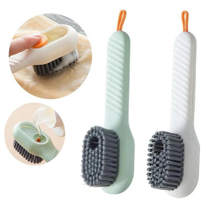 Soap-Dispensing Shoe Brush, 2 Pack Cleaning Brush with Refillable Liquid Handle for Sneakers, Boots & Scrubbing