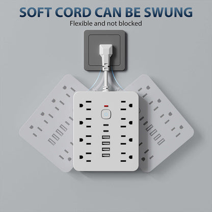 14-in-1 Surge Protector Power Strip, Desktop Charging Station with 8 AC Outlets, 4 USB and 2 USB-C Ports, Wall Mountable