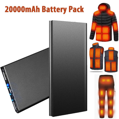 20000mAh Rechargeable Power Bank, 74W Portable Charger with Dual USB Ports for Heated Jackets, Phones & Outdoor Gear