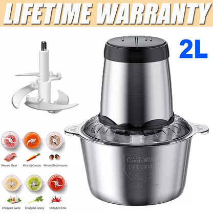 Electric Food Chopper, 300W Mini Food Processor with 2L Bowl and 4 Blades for Onion, Garlic, Meat and Vegetables