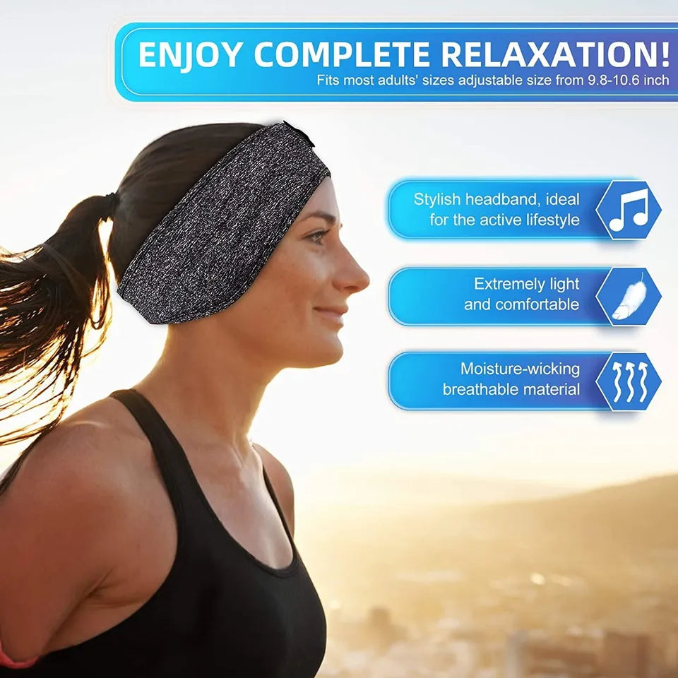 Wireless Sleep Headphone Headband, Bluetooth Sleep Mask Headphones with Built-In Speakers for Side Sleepers & Workouts