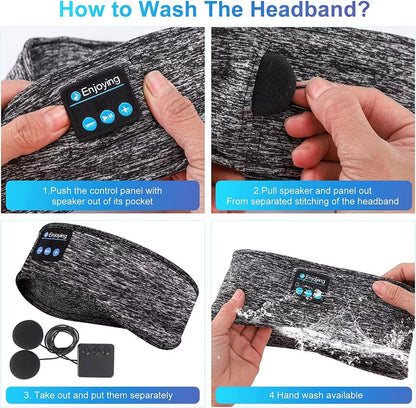 Wireless Sleep Headphone Headband, Bluetooth Sleep Mask Headphones with Built-In Speakers for Side Sleepers & Workouts