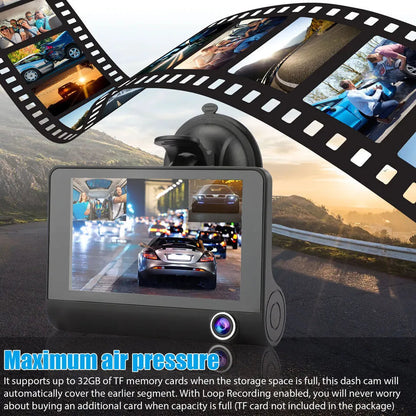 Front and Rear Dash Cam, 3-Channel 1080P Car Camera with Cabin View, Night Vision and IPS Touch Screen