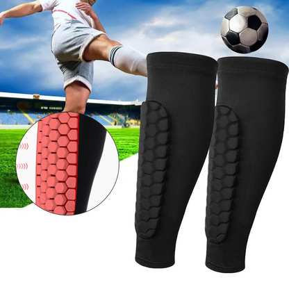 Soccer Shin Guards with Honeycomb Compression Sleeve, Lightweight Breathable Shin Pads for Kids, Youth & Adults, Sizes M-XL