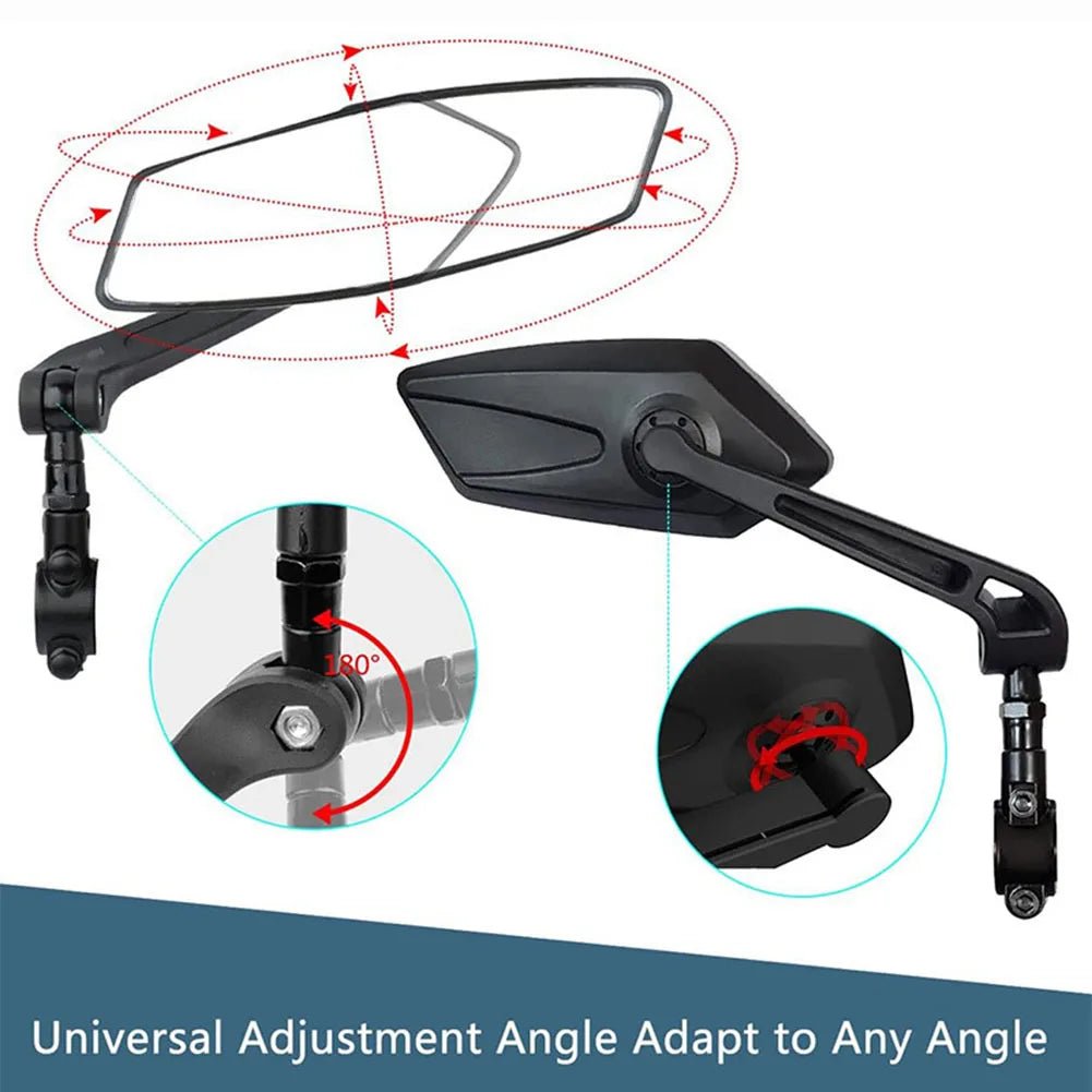 Wide-Angle Bike Mirrors, 2 Pack HD Handlebar Rearview Mirrors with 360-Degree Rotation for Road & Mountain Bikes