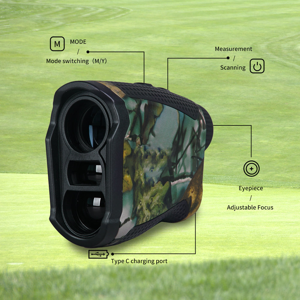 Laser Hunting Range Finder, 1000 Yard Rangefinder with 6.5X Magnification, 7 Modes & USB-C, Rainproof for Bow and Rifle Hunting