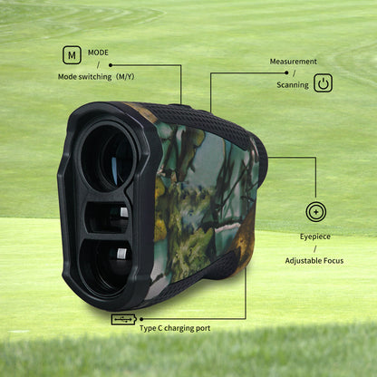 Laser Hunting Range Finder, 1000 Yard Rangefinder with 6.5X Magnification, 7 Modes & USB-C, Rainproof for Bow and Rifle Hunting